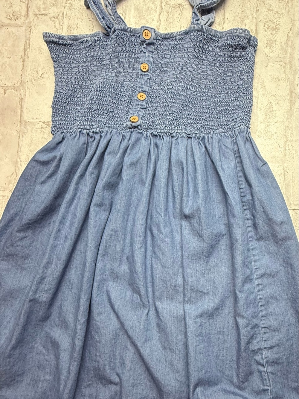 MADISON GREY Blue Smocked Sun Dress M Bibbing 😍